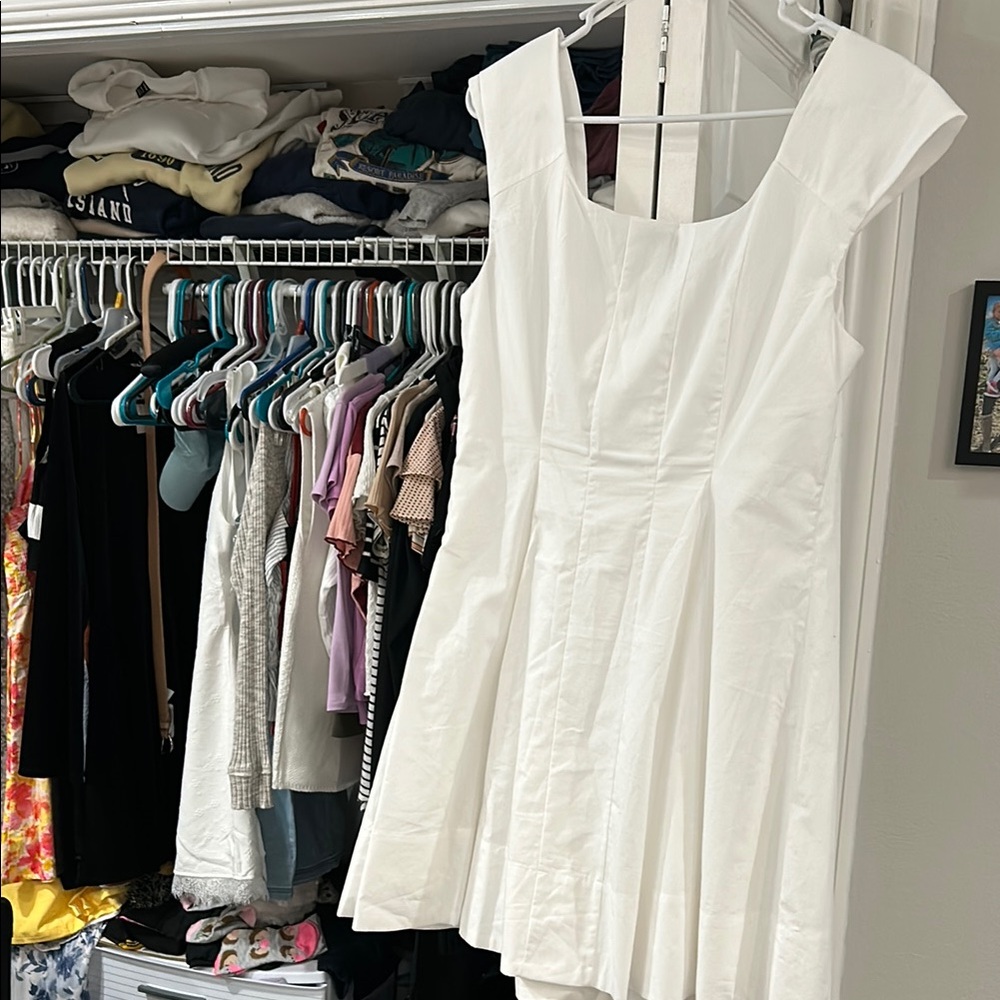 A New Day White A-Line Mini Dress with Cap Sleeves